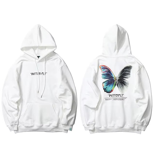 2025 Men Hip Hop Sweatshirt Hoodie Color Butterfly Streetwear Harajuku Pullover Hoodie Cotton Fleece Winter Autumn Black Hoodie