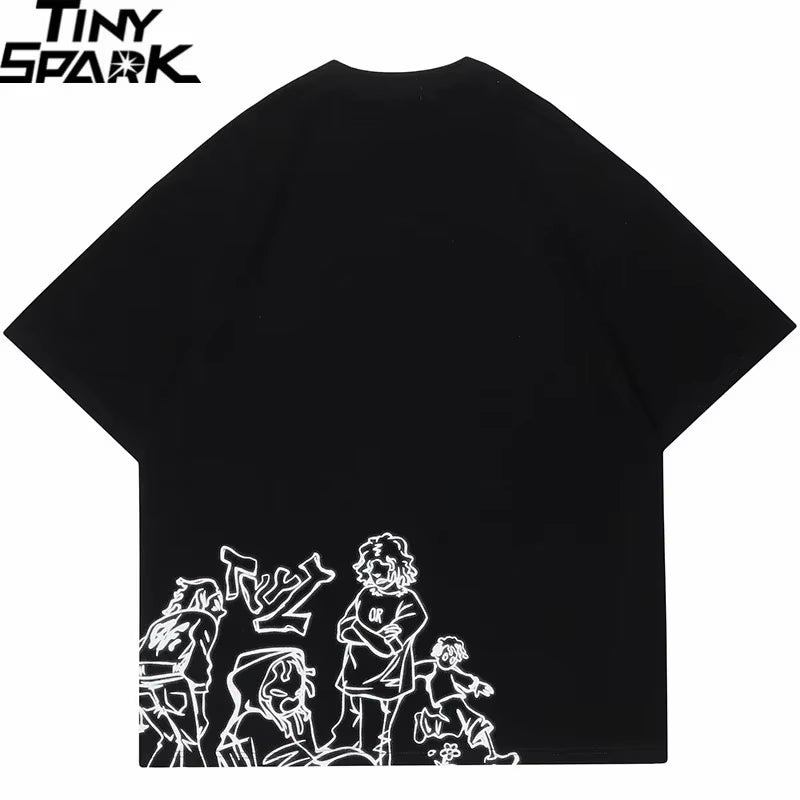 Plus Size T Shirt 5XL Harajuku T-Shirt Streetwear Cartoon Graphic Men Women Unisex Cotton Tshirt Oversized Big Large Fat T Shirt