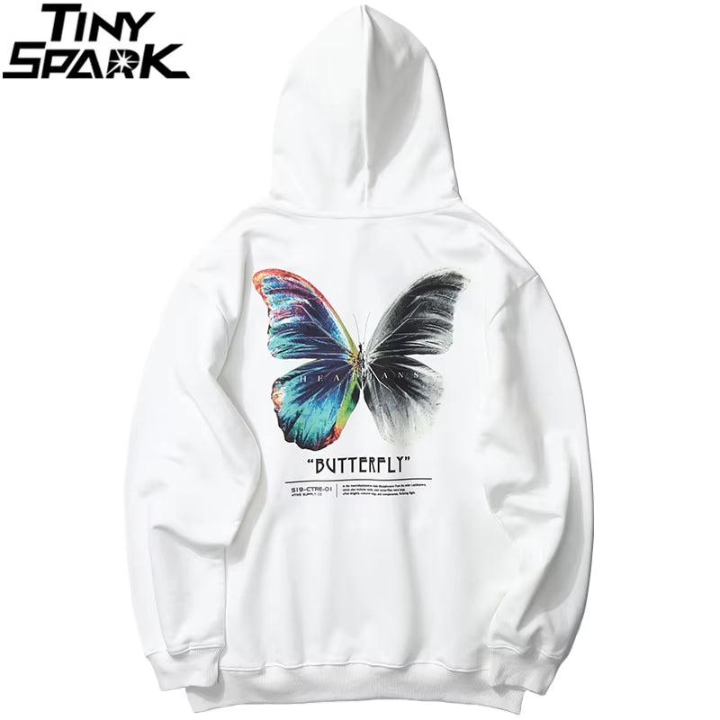 2025 Men Hip Hop Sweatshirt Hoodie Color Butterfly Streetwear Harajuku Pullover Hoodie Cotton Fleece Winter Autumn Black Hoodie